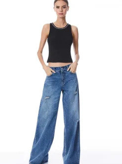 Allen Embellished Neck Ribbed Tank