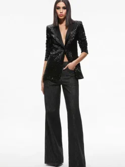 Breann Sequin Fitted Blazer + Lara Sequin Bootcut Pant