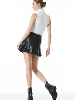 Carter Pleated Vegan Leather Mini Skirt