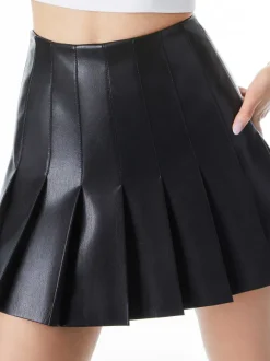 Carter Pleated Vegan Leather Mini Skirt