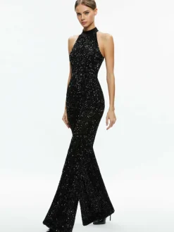 Cataline Sequin High Neck Wide Leg Jumpsuit