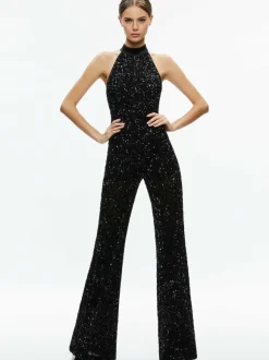 Cataline Sequin High Neck Wide Leg Jumpsuit
