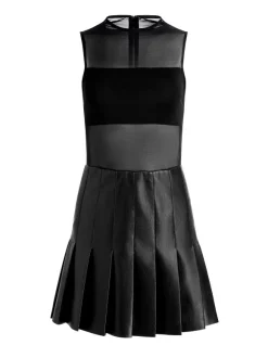 Chara Vegan Leather Pleated Mini Dress