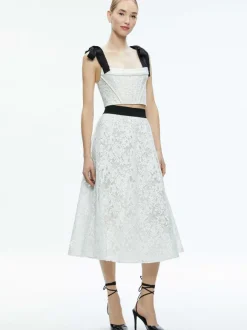 Clara Bow Strap Bustier Crop Top + Earla Lace Midi Skirt