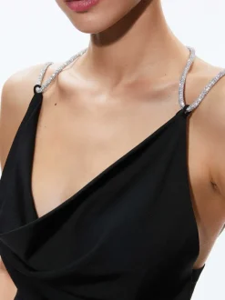 Coral Crystal Strap Cowl Neck Top