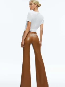 Danette Vegan Leather Split Hem Trousers