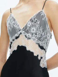 Daphne Lace Asymmetrical Slit Midi Dress