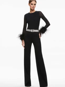 Delaina Feather Cuff Sleeve Top