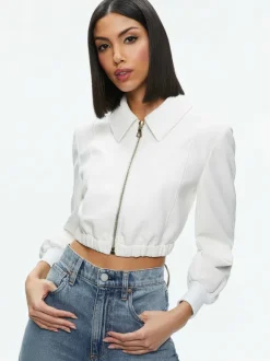Della Cropped Vegan Leather Jacket