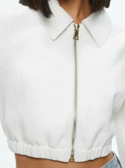 Della Cropped Vegan Leather Jacket