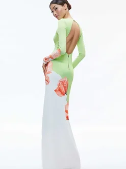 Delora Open Back Crew Neck Maxi Dress