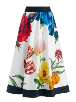 Earla High Rise Flared Midi Skirt