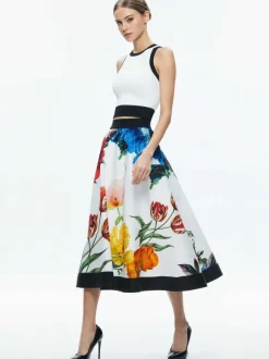 Earla High Rise Flared Midi Skirt