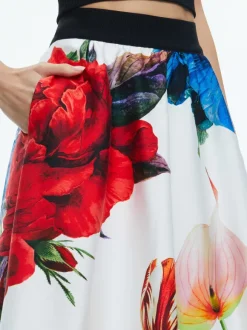 Earla High Rise Flared Midi Skirt