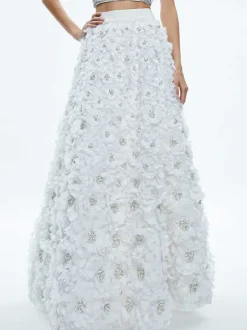 Earla High Waisted Floral Embellished Skirt