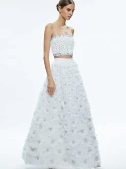 Earla High Waisted Floral Embellished Skirt
