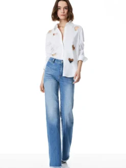 Finely Heart Embellished Button Down