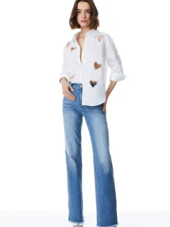 Finely Heart Embellished Button Down
