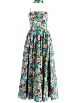 Glynis Spaghetti Strap Scarf Midi Dress