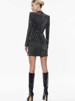 Guenda Embellished Curved Neckline Blazer Dress