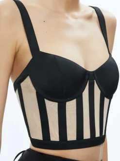 Helene Striped Bustier Top