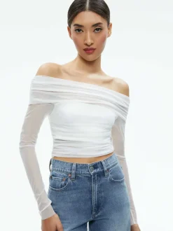 Isadola Over The Shoulder Ruched Long Sleeve Top