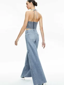 Jaymee Tie Neck Cropped Halter Top