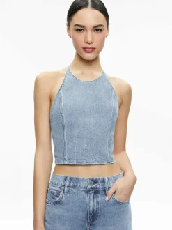 Jaymee Tie Neck Cropped Halter Top
