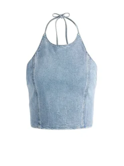 Jaymee Tie Neck Cropped Halter Top
