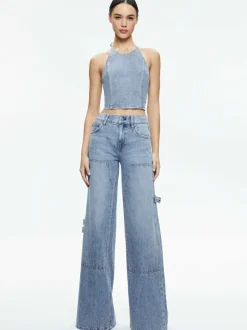 Jaymee Tie Neck Cropped Halter Top