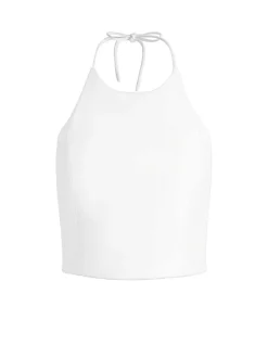Jaymee Vegan Leather Cropped Halter Top