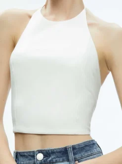 Jaymee Vegan Leather Cropped Halter Top
