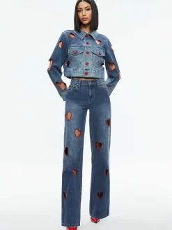 Jeff Heart Embroidered Cropped Denim Jacket
