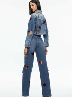 Jeff Heart Embroidered Cropped Denim Jacket