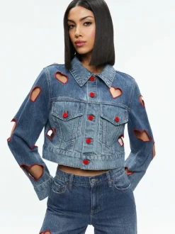 Jeff Heart Embroidered Cropped Denim Jacket