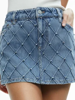 Joss High Rise Quilted Embellished Mini Skirt