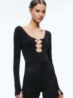 Kalena Scoop Neck Cutout Bodysuit