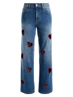 Karrie Embroidered Heart Cutout Jean