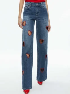Karrie Embroidered Heart Cutout Jean