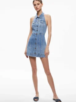 Kendall Denim Halter Mini Dres