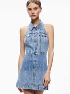 Kendall Denim Halter Mini Dres