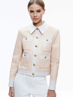 Kinley Woven Vegan Leather Jacket