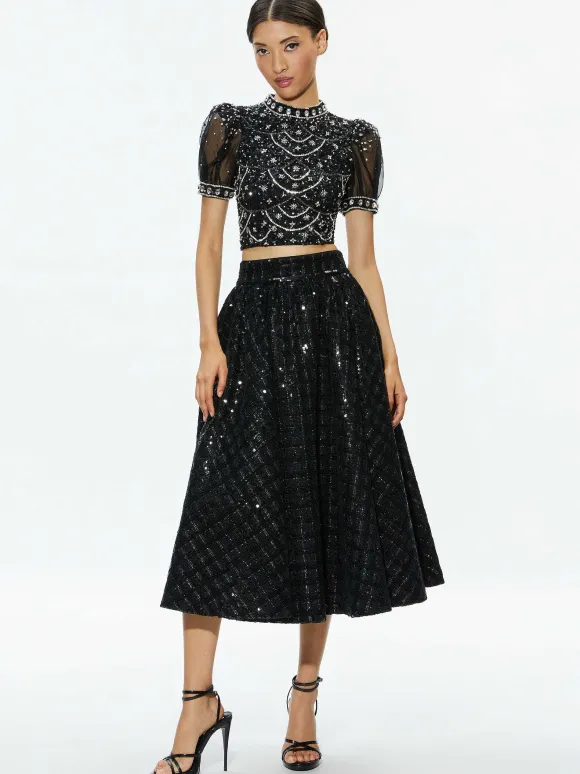 Kristina Embellished Puff Sleeve Crop Top