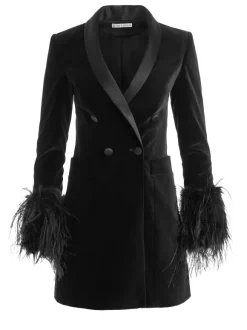 Latoya Feather Cuff Blazer Mini Dress