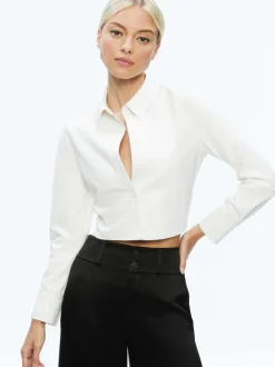 Leon Cropped Vegan Leather Button Down