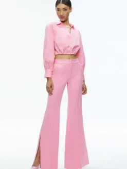 Macey Notch Collar Fitted Blazer + Danette High Rise Flare Slit Trouser