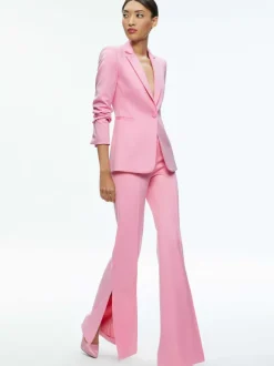 Macey Notch Collar Fitted Blazer + Danette High Rise Flare Slit Trouser