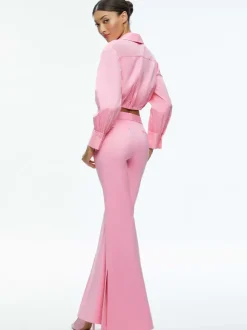 Macey Notch Collar Fitted Blazer + Danette High Rise Flare Slit Trouser