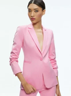 Macey Notch Collar Fitted Blazer + Danette High Rise Flare Slit Trouser