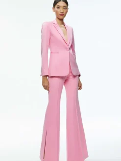 Macey Notch Collar Fitted Blazer + Danette High Rise Flare Slit Trouser